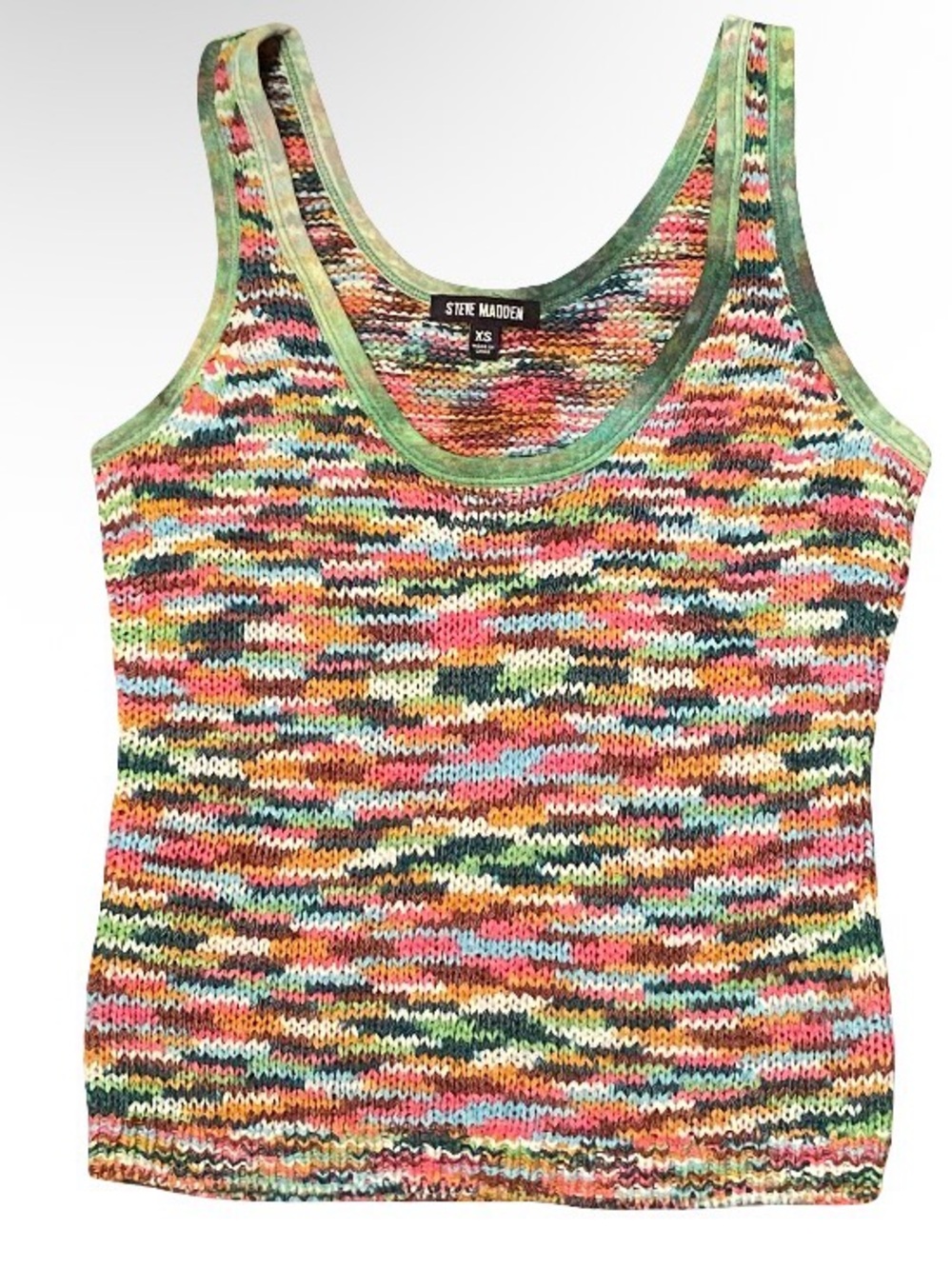 Steve Madden Y2K knit rainbow multicolor stretch Reyna sweater boho tank XS
